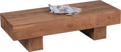 Produktbild von WOHNLING Couchtisch Massiv-Holz Akazie 120cm breit Design Wohnzimmer-Tisch dunkel-braun Landhaus-Stil Beistelltisch