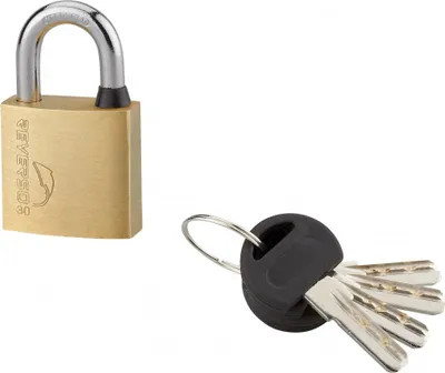 Image de Cadenas à clé Reverso, laiton, extérieur, anse acier, 30mm, 4 clés - THIRARD