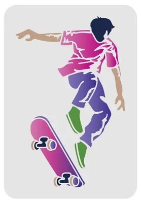 Image de Pochoir pour skateboard, 29,7x21 cm, motif homme skateboard, en plastique, réutilisable, pour décoration de style hip-hop et streetwear