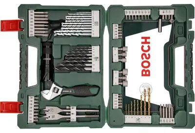 Produktbild von V-Line TiN-Bohrer- und Bit-Set, 83-teilig, mit Taschenlampe und Gabelschlüssel