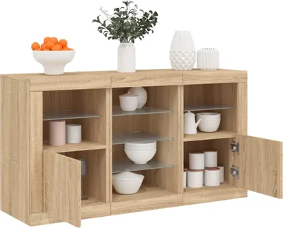 Zdjęcie produktu dla vidaXL Kredens z oświetleniem LED dąb sonoma 123x37x67 cm