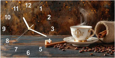 Produktbild von Wanduhr aus Glas mit Motiv Kaffee Und Zimt- 60 x 30 cm - inkl. Aufhängesystem