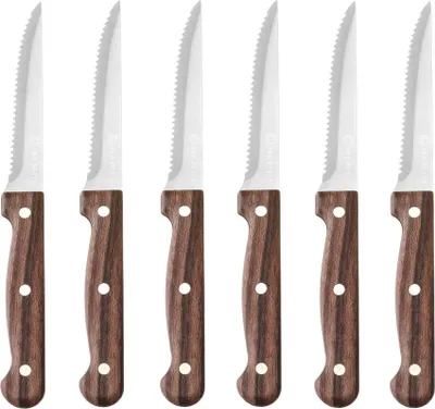 Image de Couteaux à steak – 6 pièces, HENDI, Profi Line, Braun, 6 pièces, (L) 210 mm