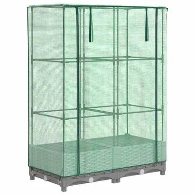 Produktbild von Hochbeet mit Gewächshaus-Aufsatz Rattan-Optik 80x40x123 cm