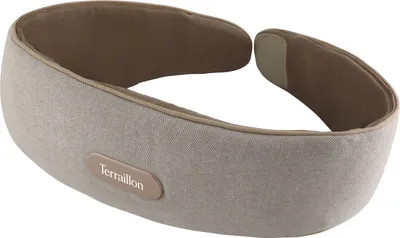 A beige and brown massage belt is shown against a white background.