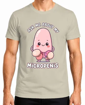 Zdjęcie produktu dla Koszulka męska "Zapytaj mnie o mój mikropenis", humorystyczna, w stylu kawaii, idealna na imprezę, prowokacyjna, rozmiar L