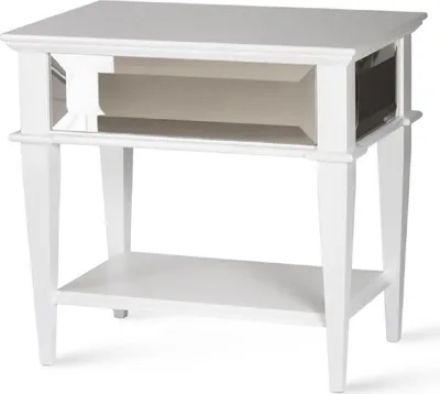 Produktbild von Casa Padrino Luxus Art Deco Nachttisch Weiß 60 x 40 x H. 56 cm - Verspiegelter Beistelltisch mit Schublade - Schlafzimmer Möbel - Kinderzimmer Möbel - Art Deco Möbel - Luxus Möbel