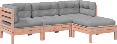 Image de vidaXL Ensemble de canapés de jardin 4 pièces avec coussins en bois massif de douglas