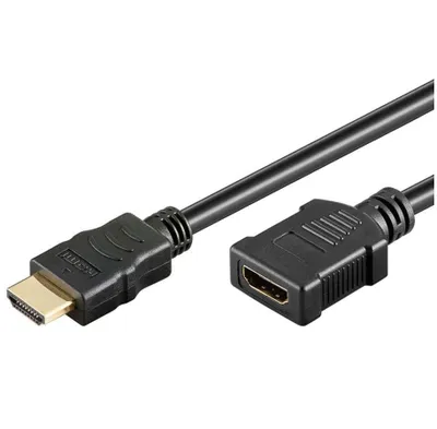 Produktbild von Goobay 31939 Vysokorychlostní prodlužovací kabel HDMI™ s Ethernetem, pozlacený, 5 m, černý - zástrčka HDMI™ (typ A) > zásuvka HDMI™ (typ A)