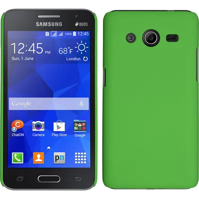 Produktbild von PhoneNatic Case kompatibel mit Samsung Galaxy Core 2 - Hülle grün gummiert Hard-case + 2 Schutzfolien