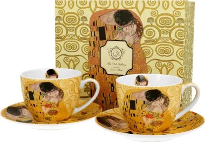Produktbild von DUO ART GALLERY 2er-Set Tassen 250 ml THE KISS ECRU mit Untertassen, New Bone China Porzellan