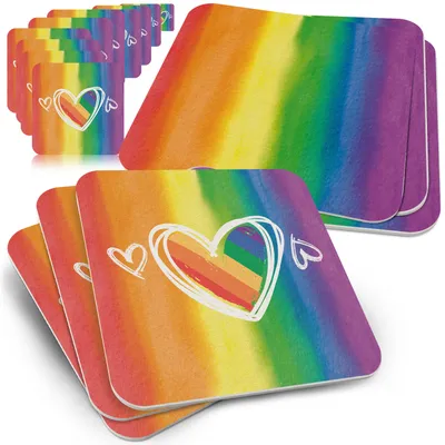 Produktbild von Regenbogen Bieruntersetzte aus Karton, 50er Set, für Gläser und Flaschen