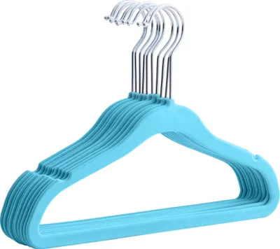 Produktbild von 20 Stück Kinderkleiderbügel mit Samtüberzug, rutschfeste Kleiderhaken für Kleinkinder oder Vorschulkinder, kleine Kinderkleiderbügel, blau