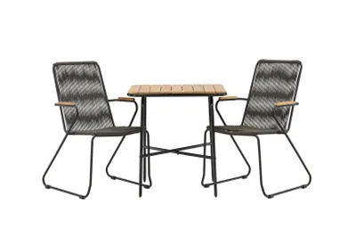 Produktbild von Holmbeck Gartenset Tisch, 2 Stühle  natur,schwarz.