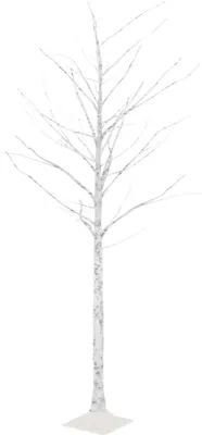 Imagen del producto de Abedul artificial blanco con 128 LED blanco cálido 220 cm