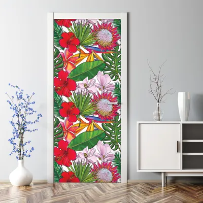 Produktbild von Dekorative Türtapete selbstklebend Klebefolie Türposter Türaufkleber Exotische Pflanzen 85 x 200 cm