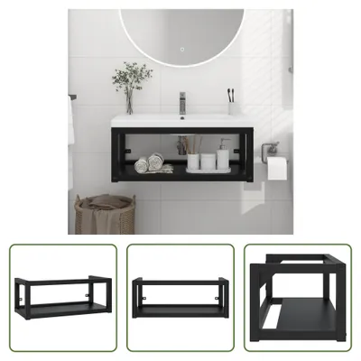 Produktbild von The Living Store Badezimmer Wand-Waschtischgestell Schwarz 79x38x31 cm Eisen