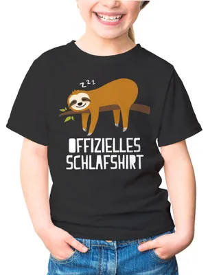 Produktbild von Kinder T-Shirt Mädchen Offizielles Schlafshirt Faultier Pyjama Schlafanzug Spruch lustig Geschenk für Mädchen Moonworks® schwarz 141-152 (11-12 Jahre)