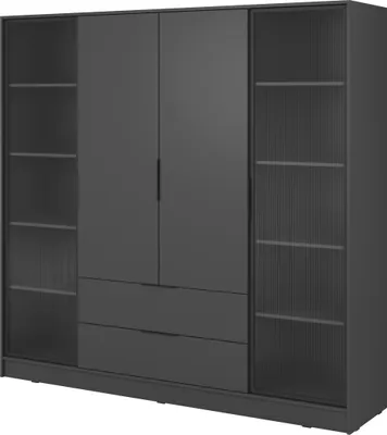 Produktbild von Masseno Drehtürenschrank CATERINA 206 cm Kleiderschrank Schlafzimmer Schrank 4-türig Graphitfarben