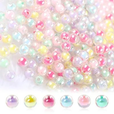 Imagen del producto de Omgoods - 400 piezas de cuentas de acrílico brillantes en colores de caramelo, ideales para la creación de joyas
