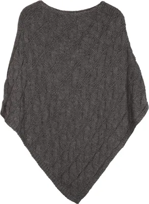Produktbild von styleBREAKER Damen Zopfstrick Poncho Italy | Grobstrick Umhang mit Rundhalsausschnitt | Ärmelloser Strickponcho in dreieckiger Passform