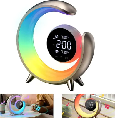 Produktbild von RGB Nachtlicht Touch, Doppelalarm Wecker, USB Ladestation, Weißes Rauschen, Farbwechsel Nachttischlampe, Stimmungslicht