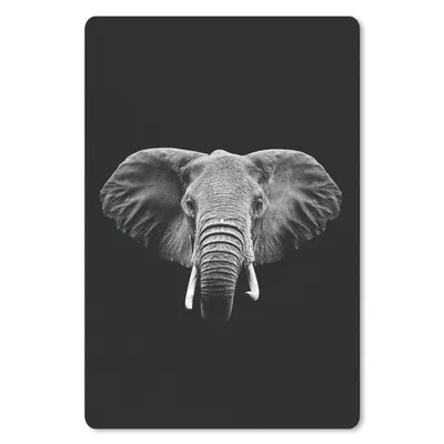 Produktbild von MuchoWow® Mauspad Mousepad Elefant auf schwarzem Hintergrund - schwarz und weiß 18x27 cm - Mousepads - Maus Mat - Pad - Mausunterlage