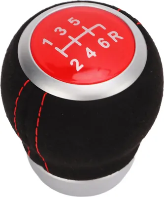 Image de Tête deautomobile à 6 vitesses, anneau argenté, remplacement ergonomique et résistant à l'usure pour Subaru, partie supérieure rouge
