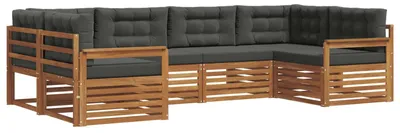 Image de vidaXL Ensemble de canapés d'extérieur avec coussins 6 pièces Nature et Anthracite