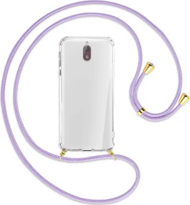 Produktbild von Handykette Backcover-Schutzhülle mit Band (Metall goldfarben) für Nokia 3.1 - violett