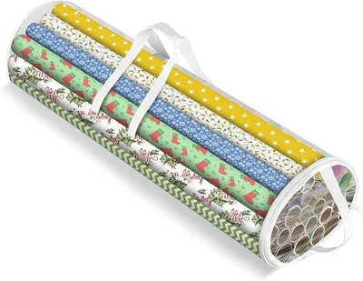 Produktbild von Famanu Geschenkpapier Organizer mit transparenter Tasche - für bis zu 30 Rollen