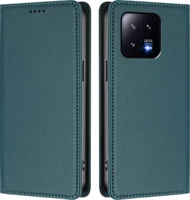 Image de Etui en cuir pour Xiaomi 13, étui magnétique en cuirPolyuréthaneavec support Vert