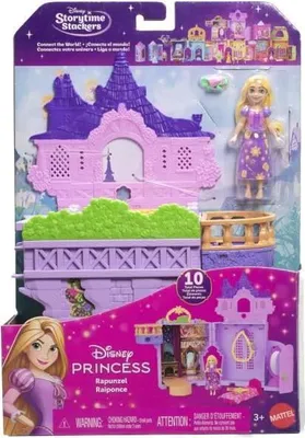 Immagine prodotto di Gioco di impilamento Disney Princess Rapunzel Tower, mini bambola Rapunzel & Pascal, 5 accessori, dai 3 anni in su