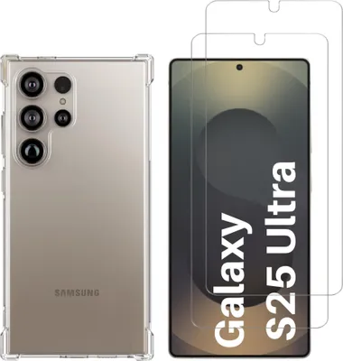 Produktbild von Stoßfeste Hülle für Samsung Galaxy S25 ULTRA und 2 Displayschutzfolien aus gehärtetem Glas Phonillico®