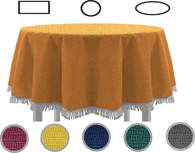 Produktbild von Gartentischdecke mit Fransen Tischdecke rund oval eckig Classic 160 cm rund orange