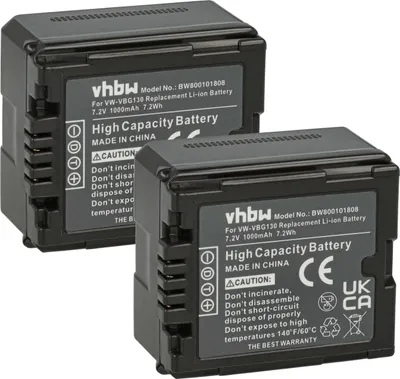 Produktbild von vhbw 2x Akku Ersatz für Panasonic VW-VBG070, VW-VBG130, VW-VBG260 für Videokamera Camcorder (1000 mAh, 7,2 V, Li-Ion) + Infochip