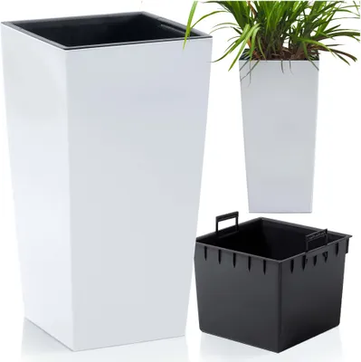 Obrázok produktu pre Kvetináč Urbi Square Záhradný Vysoký Kvetináč Na Terase 50 Cm, Biela + Vložka