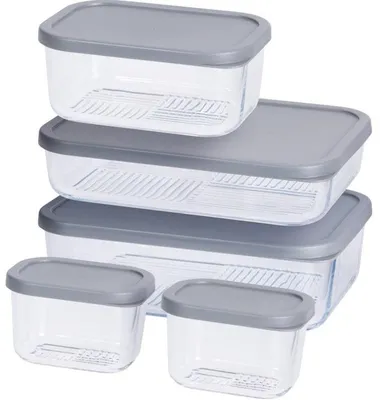 Obrázek produktu pro Skleněné dózy na potraviny Cookinglife – šedé – 5 kusů