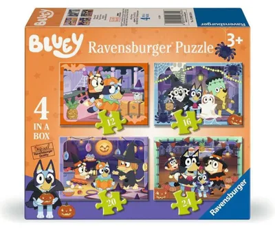 Immagine prodotto di Puzzle Ravensburger Bluey, tema Halloween, 4 puzzle in 1 (12, 16, 20 e 24 pezzi)