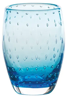 Produktbild von Bolicante 6er-Set mundgeblasene Glasbecher, Aquamarinfarbe, mit blasenartiger Dekoration, Murano-Handwerkstradition