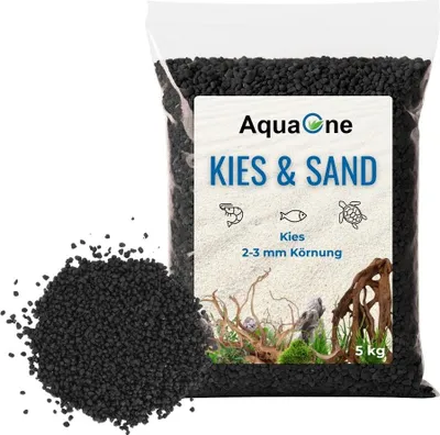 Produktbild von 5Kg schwarzen Quarzkies mittel "" 2-3mm Bodengrund Aquarium Kies