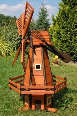 Produktbild von Garten-Windmühle aus Holz – Höhe 1,20 Meter H1
