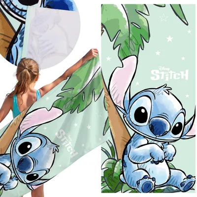 Produktbild von DISNEY Stitch schnelltrocknendes Strand- und Badetuch für Kinder, Mikrofaser, 70 × 140 cm,