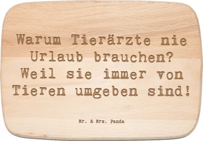 Produktbild von Mr. & Mrs. Panda Schneidebrett Spruch Tierarzt Freude - Transparent - Geschenk, Frühstücksbrettchen, Holzbrettchen, witziger Tierarztslogan, Tiermedizin, Heilung, Beruf