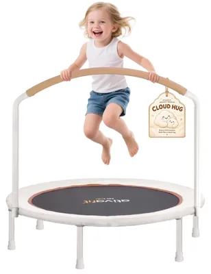 Kindertrampoline 36 Zoll mit Handgriff, für Kleinkinder 2-6 Jahre, weiß