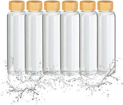 Produktbild von 6x Getränkeflasche mit Bambusdeckel 500 ml