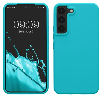 Produktbild von kwmobile Handyhülle für Samsung Galaxy S22 Hülle - Case Silikon - Kabelloses Laden - Schutzhülle Cover in Cool Glacier