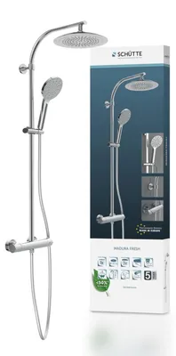 Duschsystem mit Thermostat, Regendusche Ø 24 cm, Handbrause, Chrom