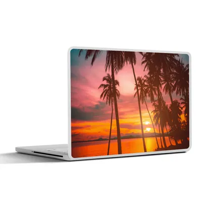 Produktbild von MuchoWow® Laptop Aufkleber Sticker Cover Meer - Palme - Sonnenuntergang - Strand - Silhouette 36.5x27.5 cm - Laptop-Sticker
