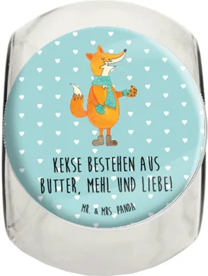 Produktbild von Mr. & Mrs. Panda keksdose glas Fuchs Keks L 870ml - Türkis Pastell - Geschenk, Weihnachtlich, Bonbonglas, Kekse, Frieren, Teedose, Vorratsglas, gewürzglas, glücklich